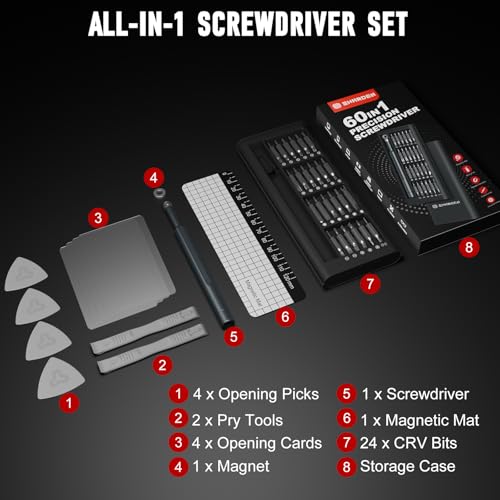 SHARDEN Precision Screwdriver Set for Electronic Repair 60 in 1 - color: 60 in 1 Black