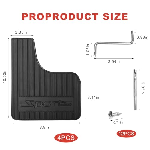 4 PCS Car Mud Flaps, Flexible Rubber Tire Mudflaps Auto Mud Guard with Mounting Hardware, Bendable Front Rear Wheel Splash Guards Universal Mudguard for Cars SUVs Trucks (Black) - color: Black
