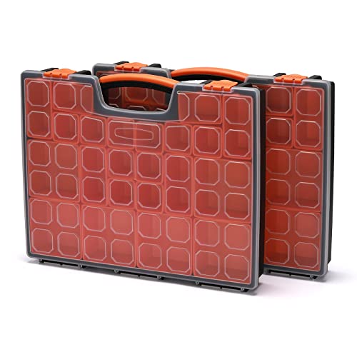 EMENTOL 2PCS Multi-Purpose Portable Organizer Box Set with 44-Removable Compartments, 2 Pieces Professional Boxes with Dimension 16.2"L*13"W*2.3"H (Pack of 2) - size: 2 PCS (Pack of 2)