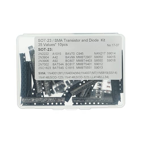350 Pcs SOT-23 SMA Transistor Diode Assortment Kit 35 Values