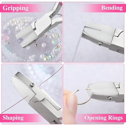 Mini Flat Nose Pliers for Jewelry Making with 2 Replacement Tips, Parallel Pliers 3 Inches Soft Jaw Plier with Consistent Grip Wire Straightener for Beading, Looping, Gripping, Shaping Wire - style: Flat Soft Jaw Pliers