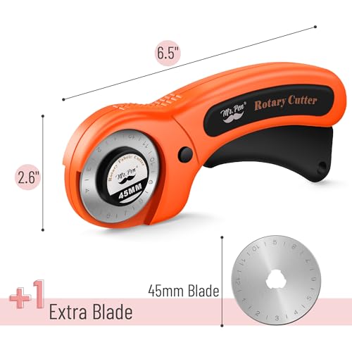 Mr. Pen- Rotary Cutter for Fabric with 1 Extra Blade, 45mm - color: Orange