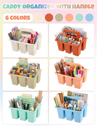 6 Pack Classroom Caddy Organizer with Handle, Table Caddy Classroom - color: Morandi