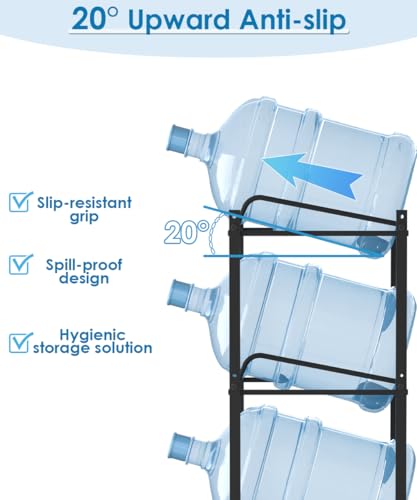 Mocomax 5 Gallon Water Jug Holder, Detachable 3 Tier Water Bottle Holder, Heavy Duty Water Jug Rack with 3 Slots, Water Bottle Storage for Home, Office, Garage, Black - style: 3 Slots
