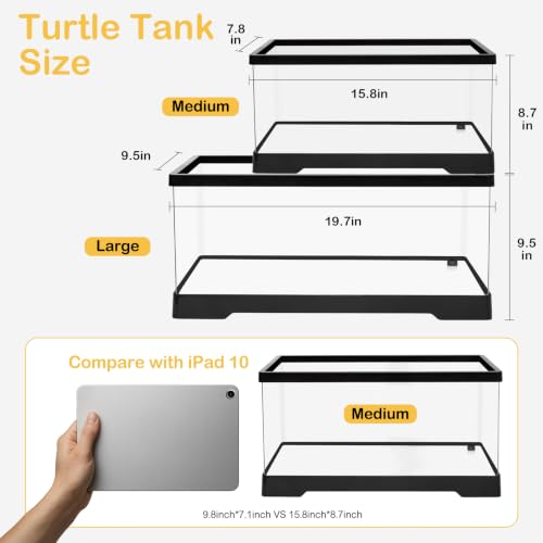 Turtle Tank Starter Kit,7.7 Gal 19.7 x 9.5 x 9.5 in for Baby Turtle - color: White, size: Large(19.7*9.5*9.5inch)