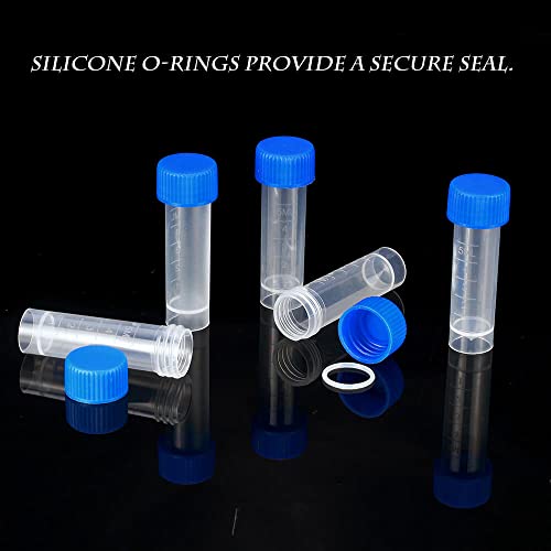 100PCS 5ml Plastic Small Vials with Screw Caps Sample Tubes Cryotubes,PP Material, Free from DNase, RNase, Human DNA - style: 5ml 100pcs