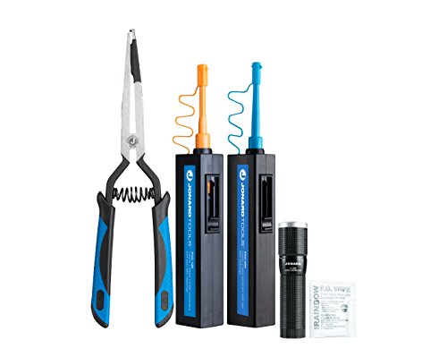 Jonard Tools TK-186 Fiber Optic Connector Cleaning Kit with Cleaners, Insertion/Removal Tool, Wet Wipes, LED Flashlight, and Carrying Case - style: Basic Kit