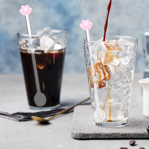 Glass Swizzle Stick and Spoon 6.69In Reusable Cocktail Stirrers and Mixing Spoon Set for Coffee Tea Bar Drinks Home Parties and Beverage Mixing