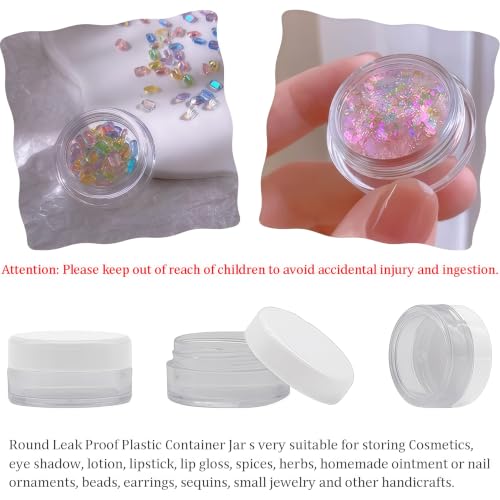 50 Pcs Makeup Sample Containers 3g/5g Sample Containers with Lids Tiny Sample Jars for Skincare Cream Lotion Jewelry Beads DIY Crafts Travel (FZG/3g/Bai) - color: white, size: 3g