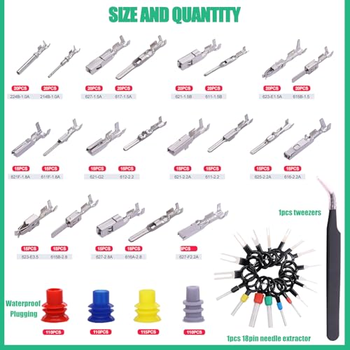 Twidec/800Pcs 21Type Car Pins Connector Kit Wire Pin With Crimping Pliers - color: 800pcs