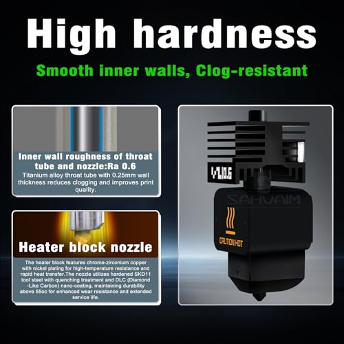 3-Pack 0.6mm Bamboo H2D/H2S/H2C/P2S/X2D Hotend Kit with Silicone Sock, Hardened Steel Nozzle Replacement Parts for Bambu Lab H2 Series/P2S/X2D 3D Printer, Fast Printing Nozzles for Large Model - style: 3PCS 0.6MM Hotends