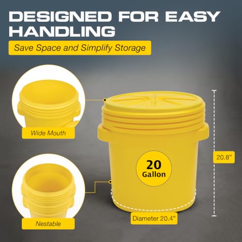Eagle Plastic Drum, 20 Gallon Drum, DOT Compliant, Made in USA, Yellow - size: 20 Gallon