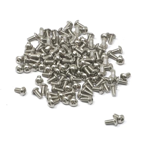 iexcell 100 Pcs M2.5 x 5mm Thread Pitch 0.45 mm Stainless Steel 304 Hex Socket Button Head Cap Screws Bolts Kit - size: M2.5 x 5mm