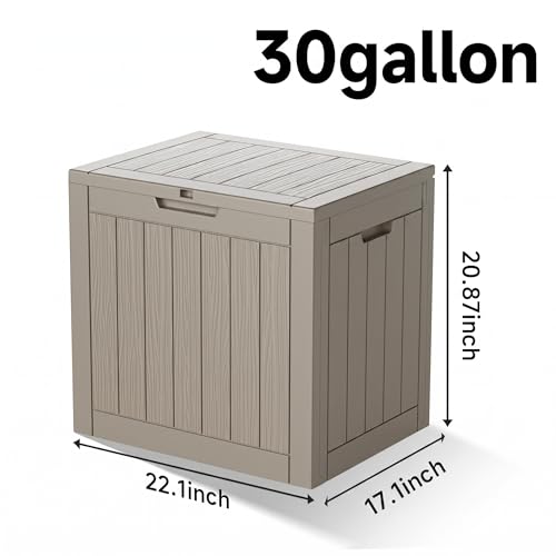 NicBex 30 Gallon Deck Box, Waterproof Resin Outdoor Storage Box Lockable for Patio Furniture, Fade Resistant Patio Side Table & Organizer for Garden Tools, Pool Floats, Outdoor Cushions, Light Coffee - color: Lignt Coffee-wg