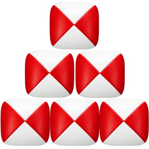 Patelai 6 Pack Juggling Balls for Beginners, Soft Juggle,White Red - color: White Red