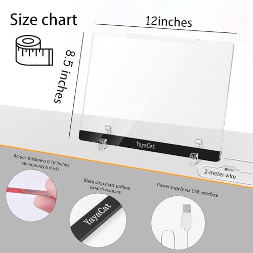 LED Acrylic Led Note Board with Unlimited Colors,Amazing Dreamy Rainbow Light,Voice-Sensing Smart System,App & Remote Control,Glowing Desktop Drawing Note Board,Extra-Thick 0.16X12X8.5 in