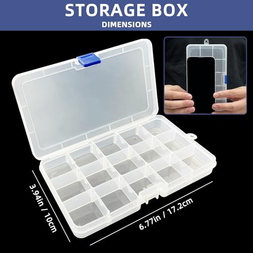 DUOFIRE Plastic Organizer Storage Box, Adjustable Divider 15 Grids, 2 Pack - color: White - 15 Grids, size: 2 pack