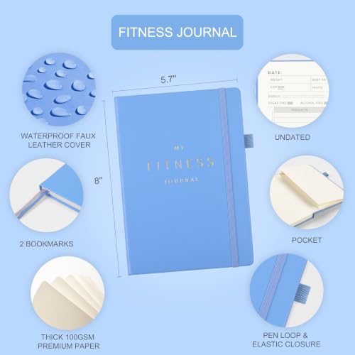 And Per Se Workout and Food Journal – Fitness Journal with Daily Diet Tracker & Gym Exercise Log Book for Men & Women – Undated, A5 Size, Leather Hardcover (Brilliant Blue) - color: Brilliant Blue, size: Fitness and Food