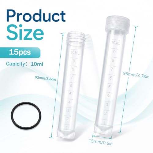 15 PCS 10ml Plastic Test Tubes with with Scale Line
