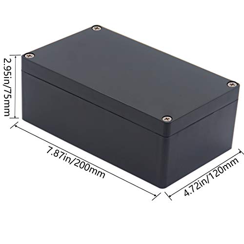 Project Box ABS Plastic Black Electrical Boxes IP65 Waterproof DIY Electronic Junction Box Power Enclosure 7.87 x4.72 x2.95 inch (200x120x75 mm) - color: Black, size: 7.87"x4.72"x2.95"