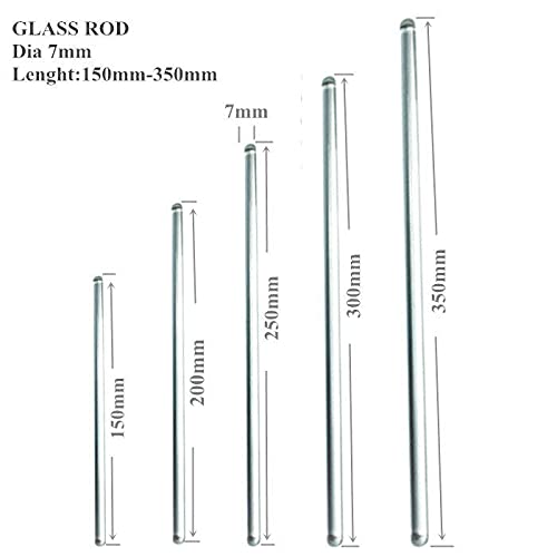 5Pcs Glass Stirring Rods 13.8", 12", 10", 8", 6" Long, 0.25" Diameter with Both Ends Round for Science, Lab, Kitchen, Science Education