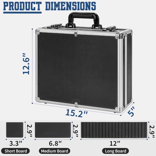 Aluminum Storage Case with Adjustable Dividers, Multi-Function Lockable Storage Carrying Case for Graded Card, Barber Tools, Makeup Tools, etc (Large) - size: L 15'' X W 13' X H 5''