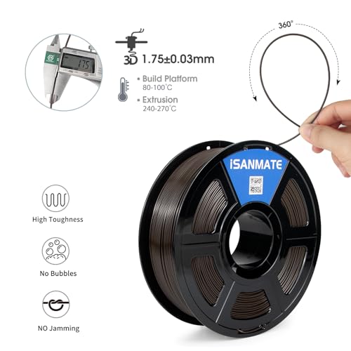 iSANMATE ASA Filament 1.75mm Chocolate Brown 1KG, UV & Weather Resistant 3D Printer Filament Perfect for Outdoor Functional Parts, for Bambu Lab 3D Printers,AMS,AMSLite, 1kg Spool (2.2lbs) - color: Chocolate Brown