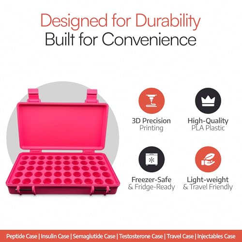 3D Printed Vial Storage Case - Waterproof 3ml Vial Storage Case with 25 Slots - Freezer Safe Hard Shell Essential Oil Case for Home, Fridge, Travel, 16mm Max Diameter, 35mm Max Height - color: Black, size: 25 Slots