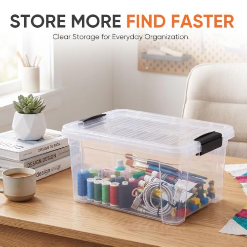 Superio 6.6 Quart Clear Plastic Storage Boxes with Lids, Stackable Organizer Containers, BPA-Free Storage Bins for Home, Office, School & Dorm, 1 Pack - size: 12" x 8.25" x 5.75"