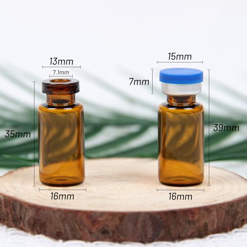 100 Pack 3ml Amber Glass Vials with Caps – 1 Dram Lab Headspace Vials - color: Amber Vial Blue Cap, size: 3ml