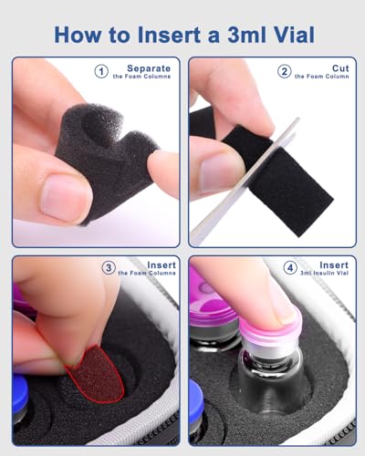 30 Slots Insulin Vial Protector Case for Diabetics Standard Insulin Vials - color: Black-30 Slots