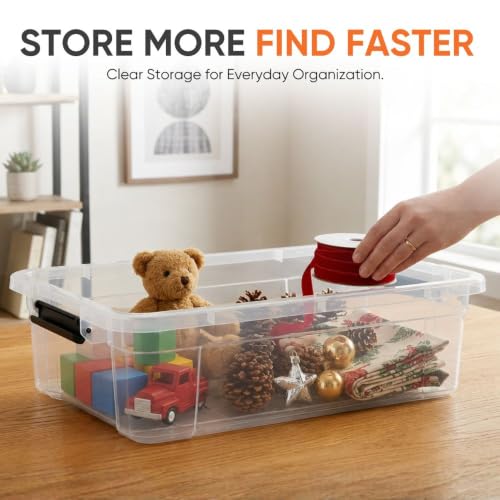 Superio Storage Bins with Lids, Clear Plastic Containers for Organizing, Stackable Totes, BPA Free, Odor Free, Organizer Boxes for Home, and Dorm - size: 22.7 Quart
