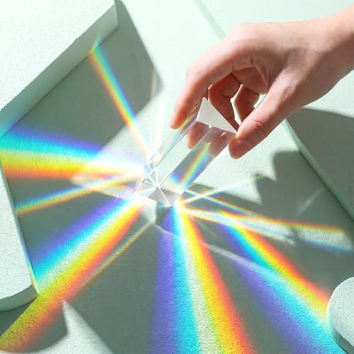 3 Pcs Equilateral Glass Prism, 1",2" & 4" Rainbow Crystal Prisms for Kids, Light Prism for Physics Teaching, Rainbow Maker and Photography