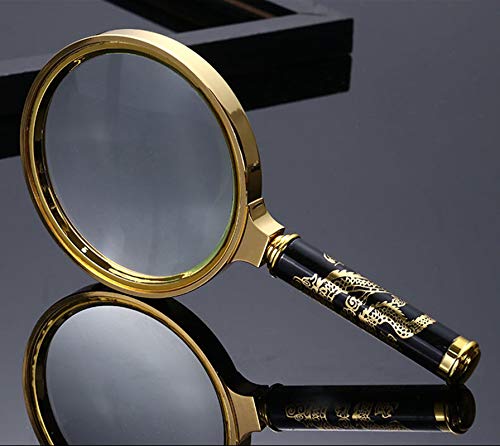 Magnifying Glass 6X Magnification Magnifier Handheld Magnifie(6X Gold)
