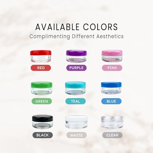 50 New Empty 5 Grams Acrylic Clear Round Jars - BPA Free Containers for Cosmetic, Lotion, Cream, Makeup, Bead, Eye shadow, Rhinestone, Samples, Pot, Small Accessories 5g/5ml (GREEN LID)