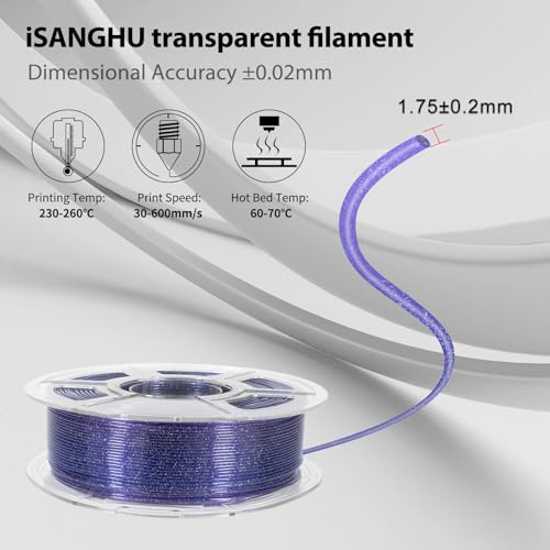 3D Printer Filament PETG Glitter Clear Blue+Purple for Bambu Lab AMS,AMS Lite - color: Hs Glitter Clear Blue+purple