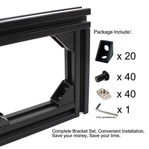 20 Set 2020 Aluminum Extrusion Hardware Accessories Corner Brackets - style: 20Pcs 17x20 Bracket with Bolt Nut