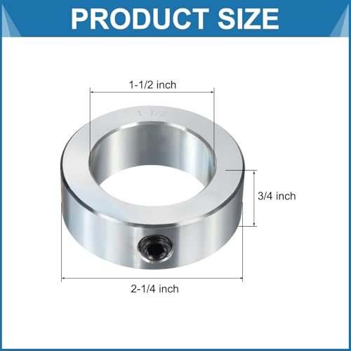 uxcell 6pcs Set Screw Collars 1-1/2" Bore, Zinc Plated Carbon Steel Shaft Collars, 2-1/4" OD, 3/4" Width Lock Axle Collar Clamp (Hollow Style, Lightweight) - size: 1-1/2" Borex2-1/4" ODx3/4" Width