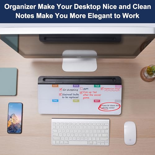 TSJ OFFICE Whiteboard Weekly Dry-Erase-Board - Desktop White Board Calendar Desk Organizers with Accessories Computer Keyboard Stand with Drawer, for Office, Home, School Supplies - Black Calendar - color: Black-base Weekly Calendar