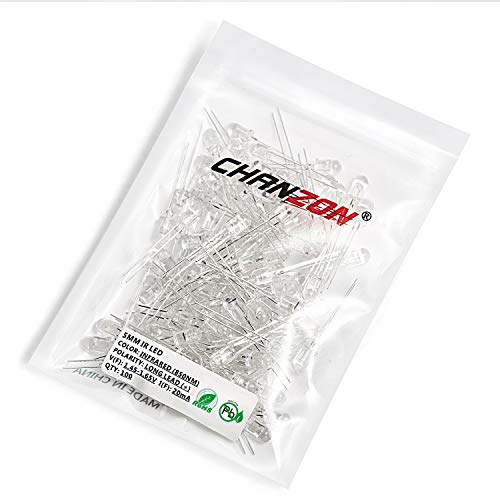 CHANZON 100 pcs 5mm Infrared Ray IR 850nm Emitter LED Diode Lights - color: B) 5mm 850nm Ir Emitter (100pcs)