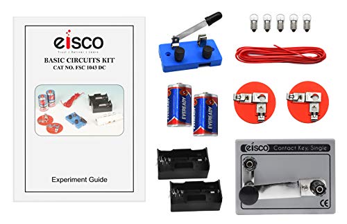 EISCO Morse Code Circuits Kit - Explore Electrical Circuits & Morse Code - Build Basic, Parallel & Series Circuits - Includes Contact Key, Batteries, Wire, Bulbs, Knife Switch & Holders - Eisco Labs