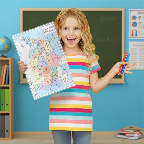 World Geography Map Set – 9-Pack Laminated 11x17 Dry Erase Study Maps | Double-Sided Classroom Learning Tools with Color Maps Front & Blank Outline Backs | Reusable Homeschool Practice, Test Prep & Memorization Aid - color: 9-Pack Bundle