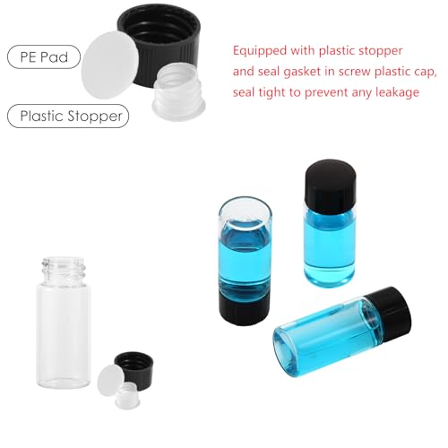25PCS 10ml Clear Glass Small Vials with Screw Caps & Plastic Stoppers - size: 10ml