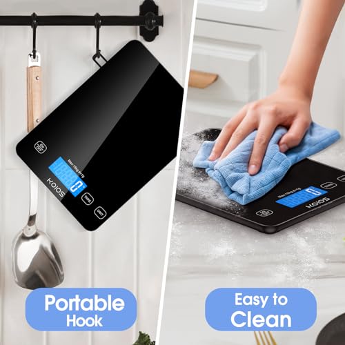 KOIOS 33lb Kitchen Scale 0.1oz Precision,Batteries & USB-C Charging(Black) - color: Black
