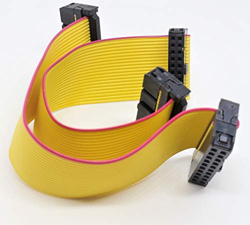 2-Pack IDC 2x10 20P 2.54mm Female Connector 15cm 5.5 Inches Yellow Flat Ribbon Cable, Double Rows 20 Pins 0.1” Pitch FC F/F (20P-15cm-2PK) - size: 20P-15cm-2PK