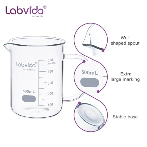 4PCS 500ml 3.3 Borosilicate Glass Beaker Mug, LVAT002 - color: 4PCS of Vol. 500ml