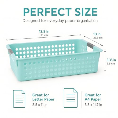 4 Pack Turn in Trays for Classroom, Paper Organizer Baskets-Pink Blue - color: Pink Blue