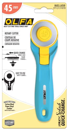 OLFA 45mm Quick-Change Rotary Cutter (RTY-2/C) - Tungsten Blade, Aqua