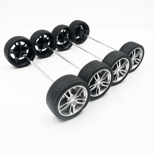 10PCS Toy Car Wheels 37mm Rubber Tire Wheels with Metal Shaft for RC Car Truck DIY Model Toy Wheel Replacement Accessories (2.5x37mm) - style: 2.5x37mm