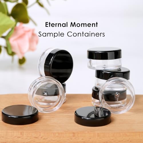 Eternal Moment 50 Pack 3G Sample Containers with Lids Cosmetic Small Jars - color: Black Lid, size: 0.1 Ounce